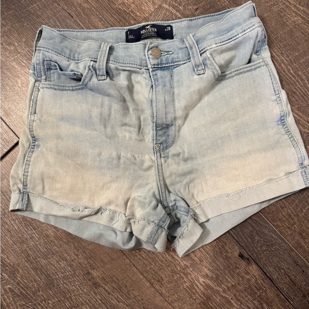 Hollister Blue Jean Shorts High-Waisted Light Wash